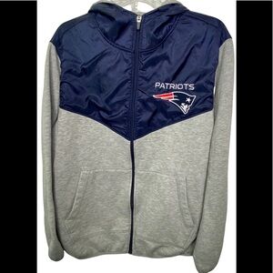 NFL Men’s New England Patriots Pullover Windbreaker Jacket M Gray Blue Full Zip